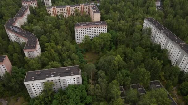 Vue Aérienne Zone Exclusion Tchernobyl Ukraine Zone Haute Radioactivité Ruines — Video