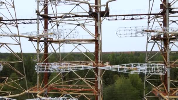 Aerial View Former Remains Duga Radar System Abandoned Military Base — Stock Video