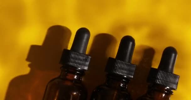 Flat Lay Bottle Herbal Serum Oil Cosmetic Simple Natural Skincare — Stock Video