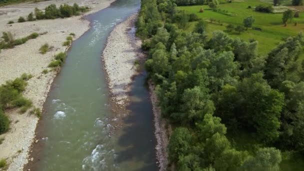 Letecký Pohled Řeku Jižní Brouk Žulové Hory Letní Krajina Lesa — Stock video