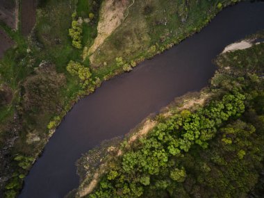 Gubkiv, Rivne bölgesindeki Iver Sluch 'un hava görüntüsü, Ukrayna' daki seyahat noktaları