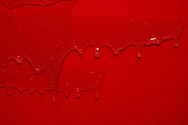 Crème Liquide Gel Sérum Coule Vers Bas Rouge Texture Argentée — Photo
