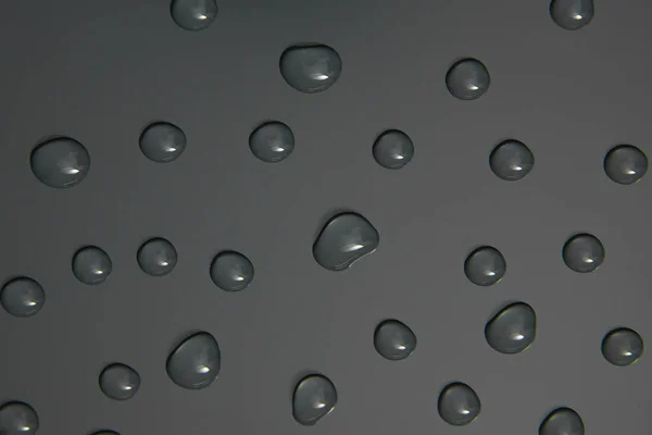 Abstrato Gotas Água Sobre Fundo Cinza Macro Bolhas Perto Cosmético — Fotografia de Stock