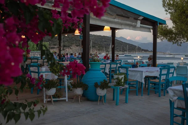 Kastos Island Greece August 2021 Traditional Blue White Greek Tavern — Stock Fotó