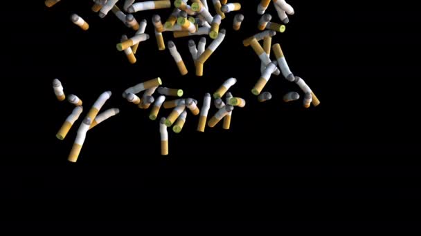 Caída de cigarrillos y colillas — Vídeo de stock