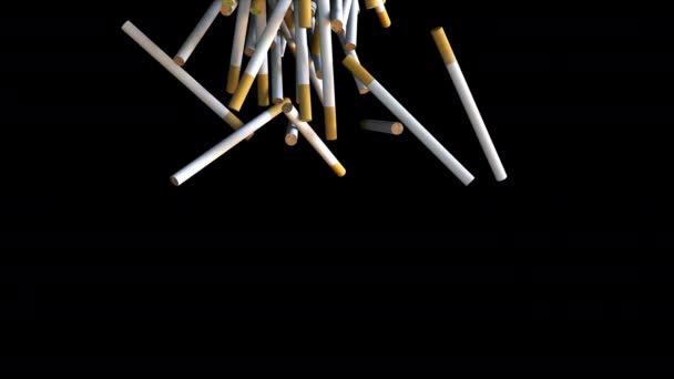 Fallende Zigaretten und Kippen — Stockvideo