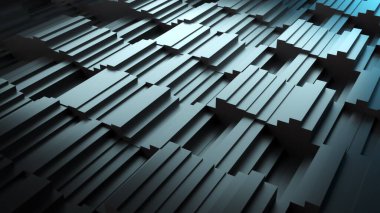 Bilgisayar tarafından oluşturulan dikdörtgen arkaplan dalgaları, üst görünüm. 3B görüntüleme dalgalanan adım alanı