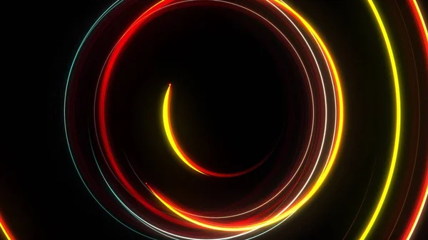 Linee luminose astratte a spirale rotante, sfondo generato dal computer, sfondo di rendering 3D — Foto Stock
