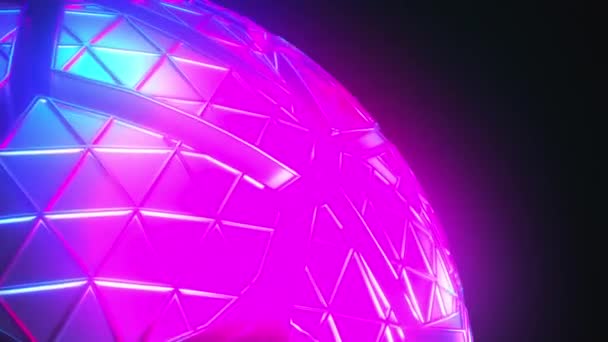 Mesh neon sphere in cracks. — Stock Video