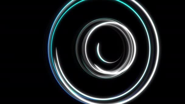Líneas de resplandor giratorias espirales abstractas, fondo generado por computadora, fondo de renderizado 3D — Vídeo de stock