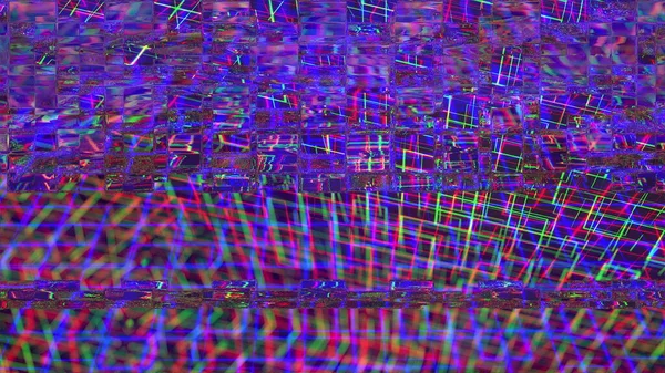 Glitch, ruido de píxeles en la pantalla, generado por ordenador. Mala señal. 3d representación de un fondo digital —  Fotos de Stock