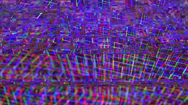 Glitch, rumore di pixel sullo schermo, generato dal computer. Brutto segnale. Rendering 3d uno sfondo digitale — Foto Stock