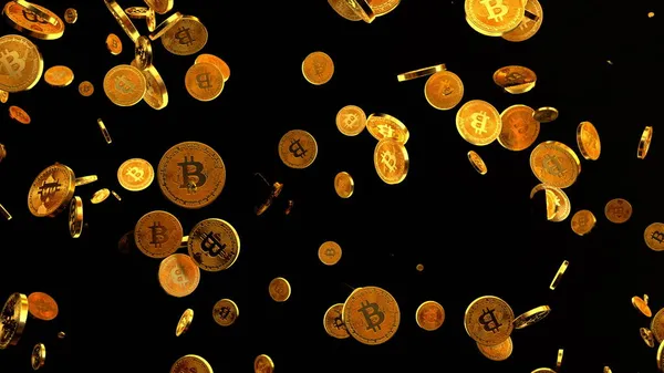 Caindo bitcoins de ouro — Fotografia de Stock