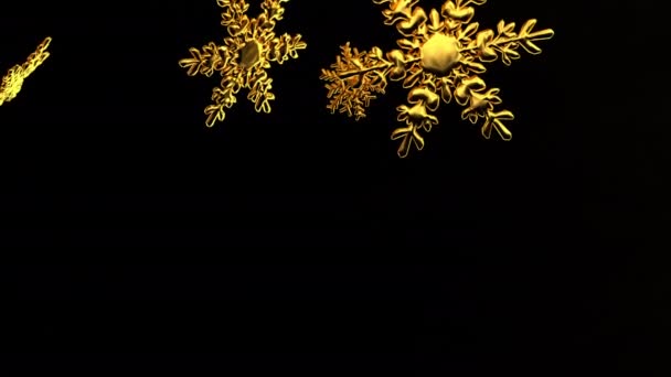 Vallende gouden sneeuwvlokken — Stockvideo
