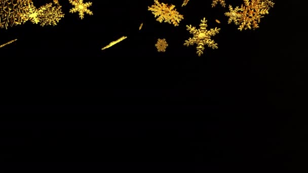 Caída de copos de nieve dorados — Vídeos de Stock