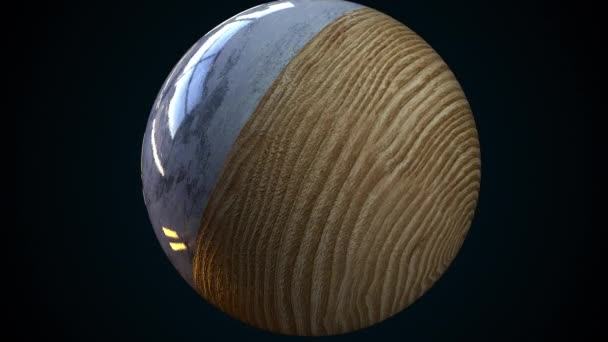 Мраморная деревянная сфера — стоковое видео