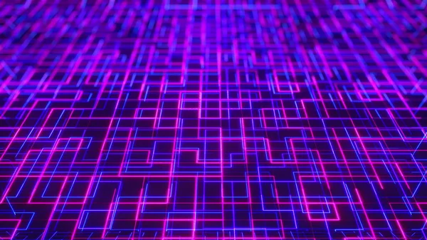 Цифровой неоновый лабиринт — стоковое фото