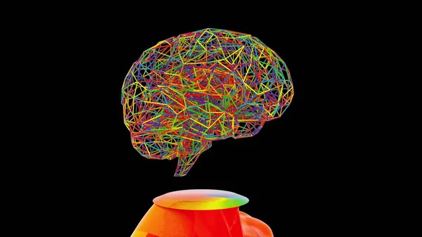 Corpo humano com cérebro digital — Fotografia de Stock