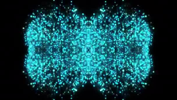 Kaleidoscopic tracery of colorful particles — Stock Video