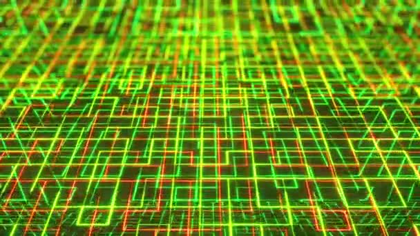 Digital neon labyrint bakgrund — Stockvideo