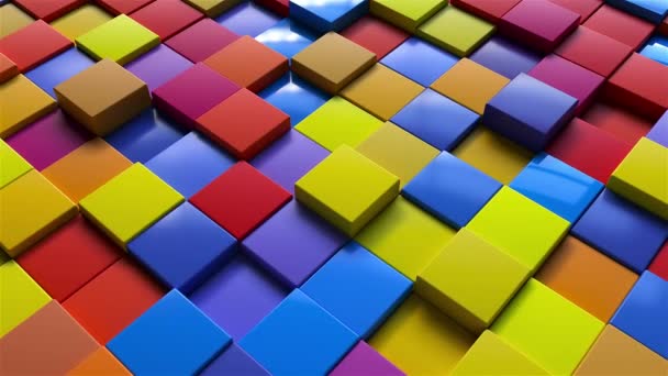Поля случайных цветных кубов — стоковое видео