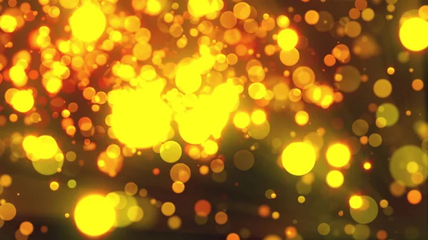 Fundo de Natal com brilhantes círculos de ouro bokeh. Computador gerado renderização 3d — Fotografia de Stock