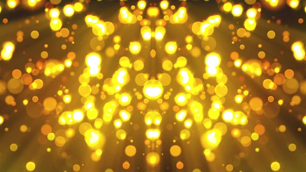 Sfondo di Natale con scintillanti cerchi d'oro bokeh. Rendering 3D generato dal computer — Foto Stock