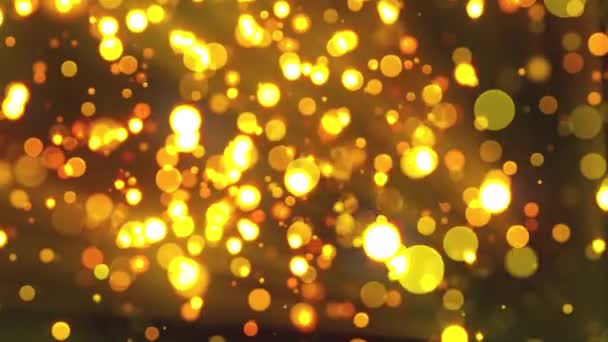 Fundo de Natal com brilhantes círculos de ouro bokeh. Computador gerado renderização 3d — Vídeo de Stock