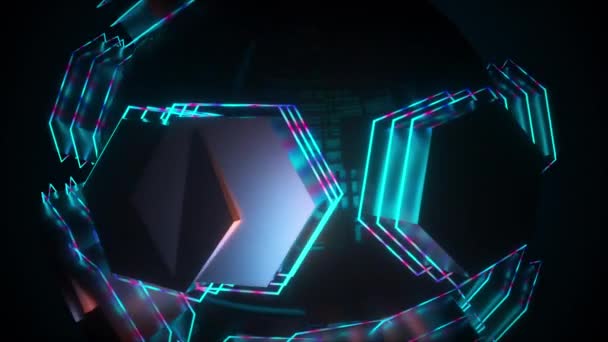 Neon techno sfondo futuristico — Video Stock