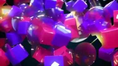 Geometrik cam şekilleri birbirine yapışmış.