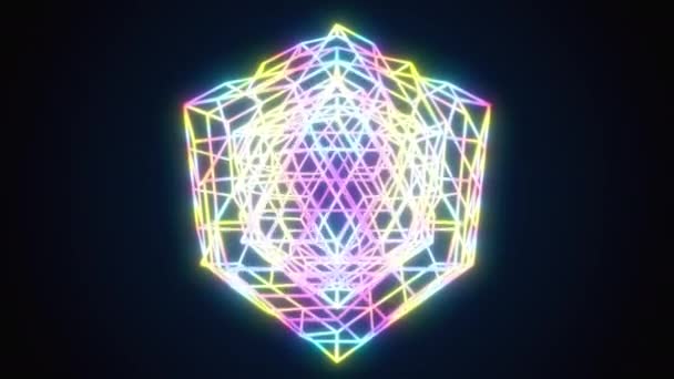 Неоновий кристал з сітки ліній — стокове відео
