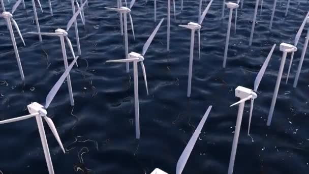 Wind power generators in water — Stock Video