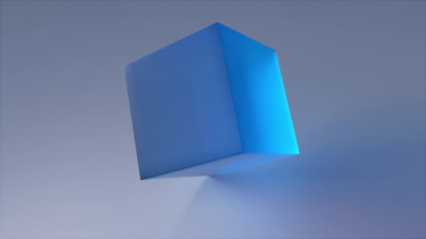 Элегантный стеклянный объемный куб — стоковое видео