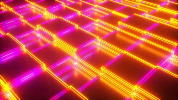 Surface made of neon cubes — 图库照片