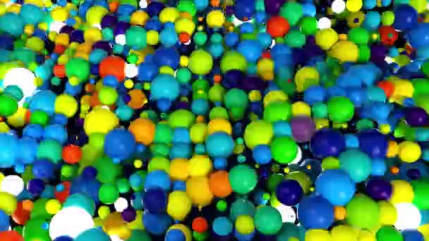 Montículo aleatorio de esferas de colores con brillo — Vídeos de Stock