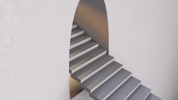 Escalera escalonada en abertura de pared — Vídeos de Stock