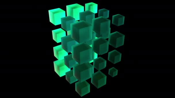 Fractal from aquamarine cubes — Wideo stockowe