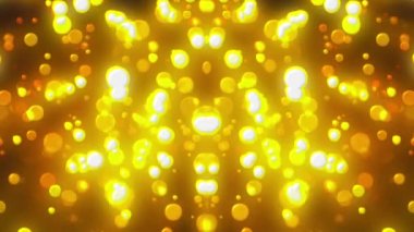 Parlak altın çemberli Noel arkaplanı Bokeh. Bilgisayar oluşturulmuş 3d görüntüleme