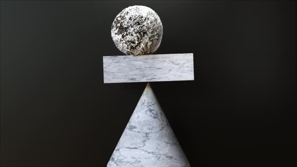 Balance of marble geometric stones — Video Stock