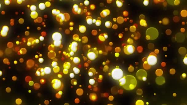 Fundo de Natal com brilhantes círculos de ouro bokeh. Computador gerado renderização 3d — Vídeo de Stock