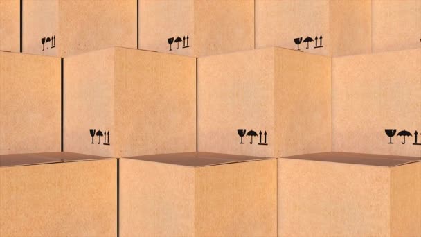 Rows cardboard boxes of parcels — Vídeo de Stock