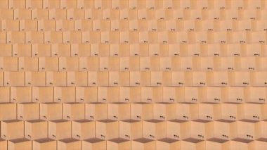 Rows cardboard boxes of parcels