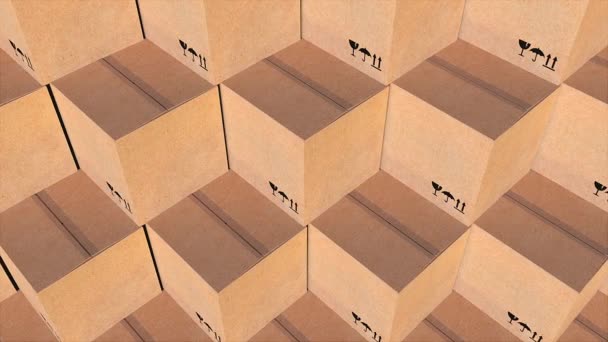 Rows cardboard boxes of parcels — Wideo stockowe