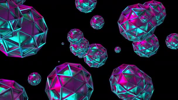 Objetos geométricos iridiscentes — Vídeos de Stock