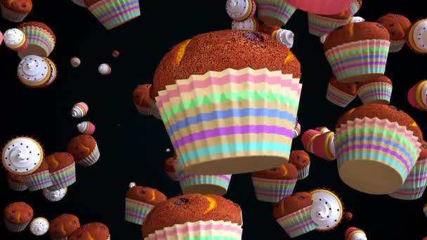 Vallende vakantie cupcakes — Stockvideo
