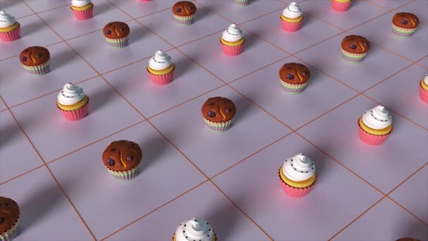 Rangées de cupcakes pâtissiers — Video