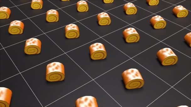 Rows of rolls of pastries — Stock Video