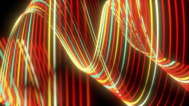 Abstraktní spirální rotující zářící čáry, pozadí generované počítačem, 3D vykreslování pozadí — Stock video