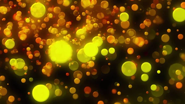 Kerstachtergrond met glinsterende gouden cirkels bokeh. Computergegenereerde 3d rendering — Stockfoto