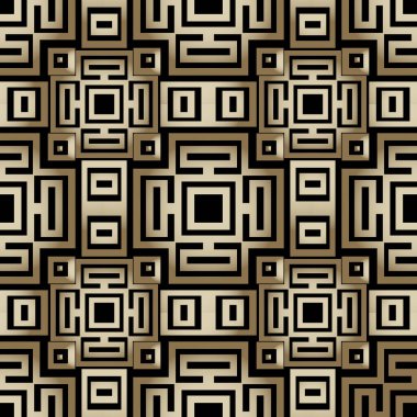 Yapısal geometrik dikişsiz desen. Modern süslemeli vektör arka planı. Altın geometrik süsler. Geometri şekilleri, kareler, dikdörtgenler. Simetrik dekoratif zarif tasarım. Sonsuz doku.